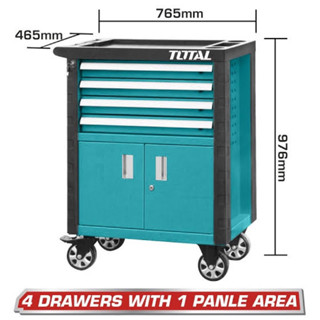 Total รุ่น THRC01041 ตู้เครื่องมือช่าง 4 ลิ้นชัก + 1 บานเปิด พร้อมล้อ ( Roller Cabinet ) ตู้เก็บเครื่องมือ ตู้เครื่องมือ