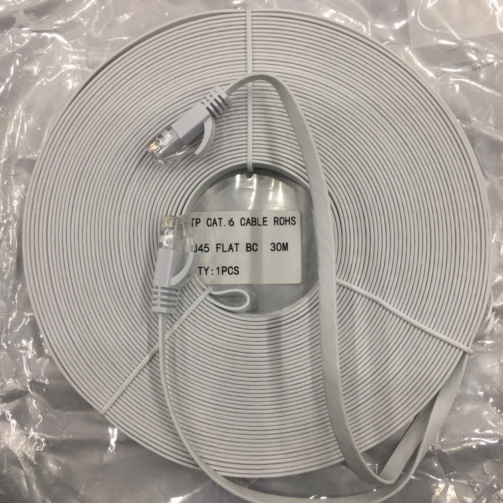 สาย Lan Cat 6 ความยาว30เมตร( สีขาว)แบบแบน งานดี สำเร็จรูปพร้อมใช้งาน Cable UTP Patch Router Cables hi-speed 1000M