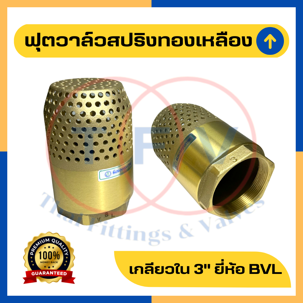 ฟุตวาล์วสปริงทองเหลือง 3 นิ้ว (หัวกระโหลก รังผึ้ง)