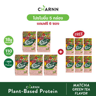 CHARNN โปรตีนจากพืช Plant based Protein MatCha ฌาณ โปรตีนพืช 100%  (รสมัทฉะ 5 กล่อง แถม 6 ซอง)