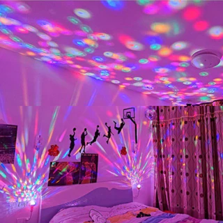 โคมไฟดิสโก้บอล LED 6W RGB หมุนได้ หลากสี ขั้วเกลียว e27 หลอดไฟหลากสี หลอดแอลอีดี สําหรับตกแต่งเวที ปาร์ตี้