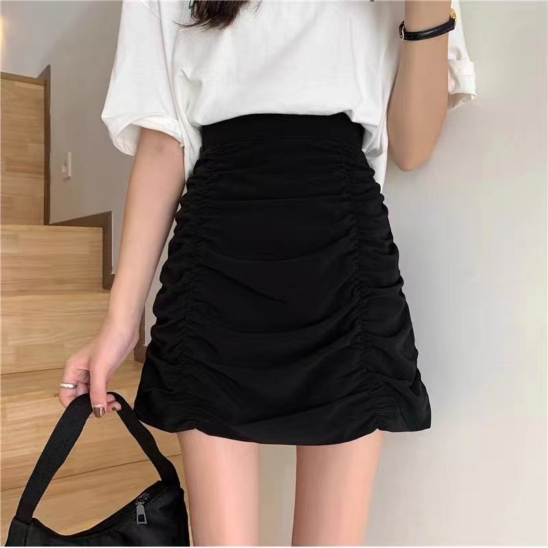 Sugar❤️พร้อมส่ง❤️กระโปรแฟชั่นผู้หญิง เอวสม๊อค กระโปรงฟรุ้งฟริ้งสายเกาหลี(888)