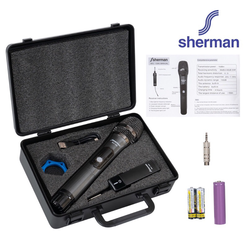 Sherman MIC130N UHF ไมโครโฟนไร้สาย ไมค์ลอยไร้สาย สำหรับพูดและร้องเพลง