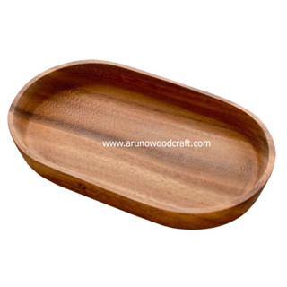 จานวงรีไม้จามจุรี W 12 cm x L 25 cm x H 1" l Acacia Wood Oval Plate W 12 cm x L 25 cm x H 1"