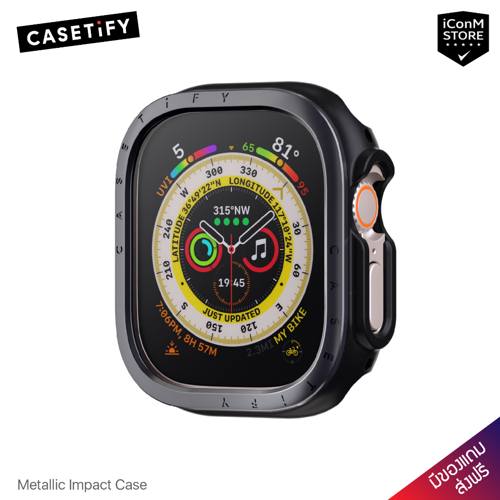[พร้อมส่ง] CASETiFY - Metallic Impact (Black) เคสสำหรับ Apple Watch Ultra, Ultra2, 4-9, SE, SE2 Series [ผ่อน0% ส่งฟรี]