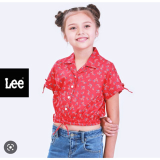 LEE KIDS  แท้ 100%  งานใหม่ ป้านห้อยครบ    เสื้อเชิ้ตแขนสั้น เด็กผู้หญิง รุ่น LK K1025504 สีแดง