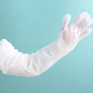 ถุงมือพลาสติกยาว ใช้แล้วทิ้ง อเนกประสงค์ มยาว 60 ซม（10 ชิ้น）