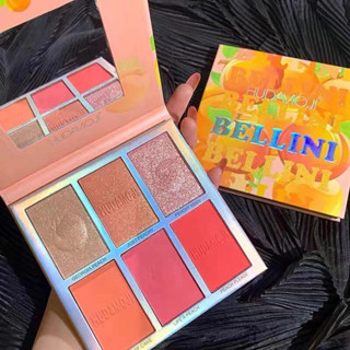 ปัดแก้ม+ไฮไลท์ HUDAVIOJI BELLINI 6 COLOR BLUSHER&amp;HIGHLIGHTER PALETTE B-015