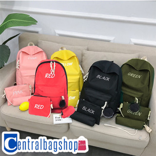 centralbagshop(C895)-F2กระเป๋าเป้เซ็ต3 ใบ สกรีนอักษร