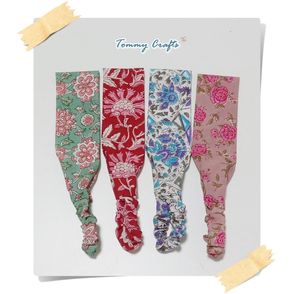 Tommy Crafts ผ้าคาดผมแบบเรียบผ้าฝ้ายอินเดีย ลายสวย Indian hand block printed cotton Headbands