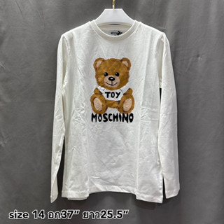 Moschino tee t-shirt แขนยาว bear 14 เสื้อยืด มอสชิโน่ ของแท้ หมี แบรนด์เนม เด็กโต ผู้หญิง