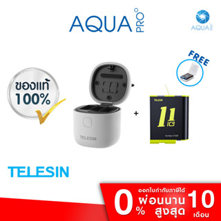 GoPro 11 / 10 / 9 Telesin Allin Box 3 in 1 Charger &amp; Card Reader &amp; Storage Box + Telesin Battery แท่นชาร์จ ที่ชาร์จ