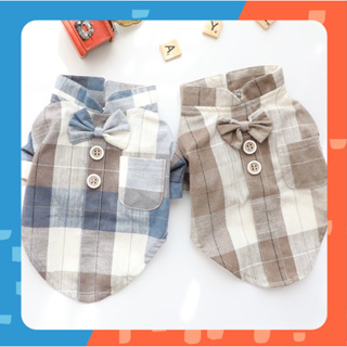 [🚚 พร้อมส่ง] เสื้อเชิ้ตแมวมีโบว์ Bennett Pet Cloth ชุดหมา ชุดสุนัข ชุดแมวน่ารัก ชุดแมว