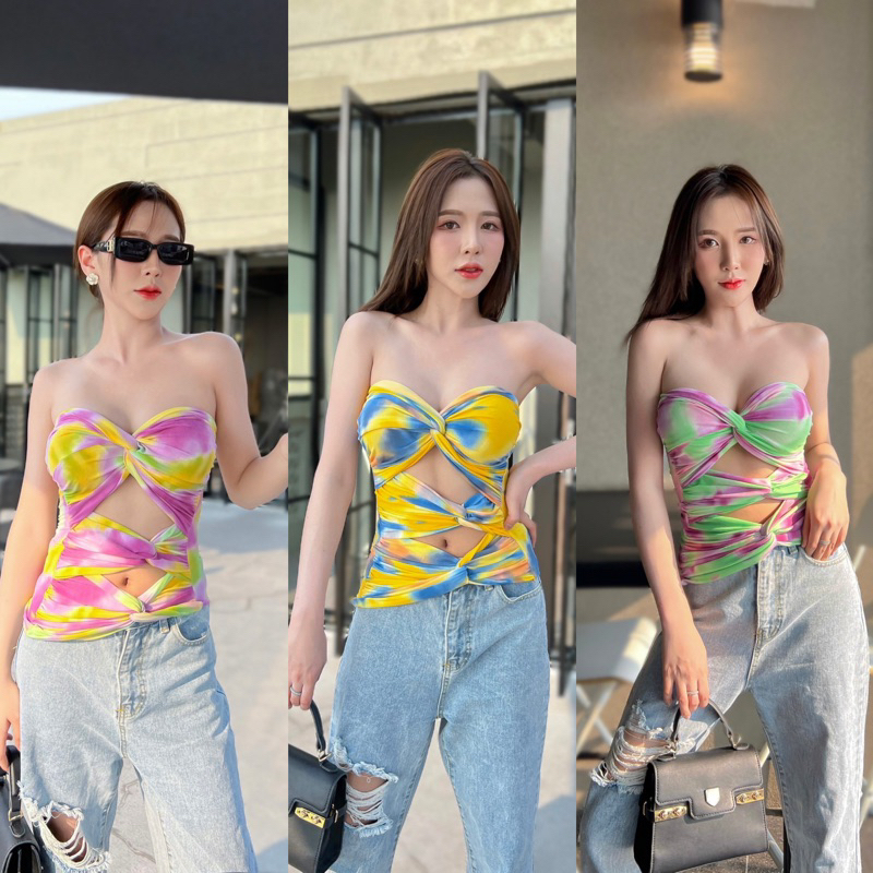 🔥So hot🔥เกาะอก สุดเซ็กซี่ ดีเทลผ้าบิดหน้า เว้า เก๋สุด เสื้อสงกรานต์ เสื้อไปทะเล🏝️✅พร้อมส่ง 9 สี สินค้า