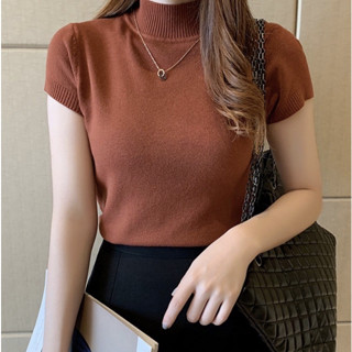 เสื้อไหมพรม คอเต่า(แขนสั้น) พร้อมส่ง