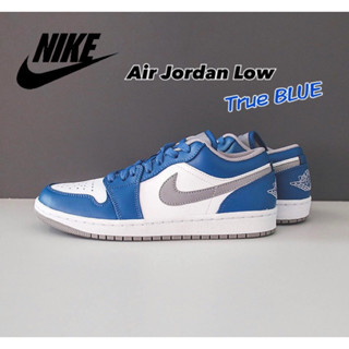 รองเท้าผ้าใบ NK Air Jordan 1 Low Treu Blue พร้อมกล่อง มีพร้อมส่งในไทย
