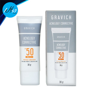 กราวิช แอคเน่โลจี คอเรคทีฟ ฟิซิคอล ซันสกรีน SPF50 PA+++ 30 กรัม Gravich Acnelogy Physical Sunscreen SPF50 PA+++ 30 g.