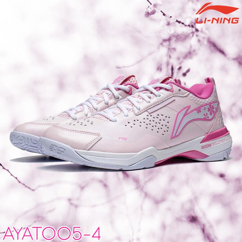 【 ของแท้ 💯% 】รองเท้าแบดมินตันหลี่หนิงสตรี รุ่นท๊อป DF-01 PRO สีขาว/ชมพู (AYAT005-4)