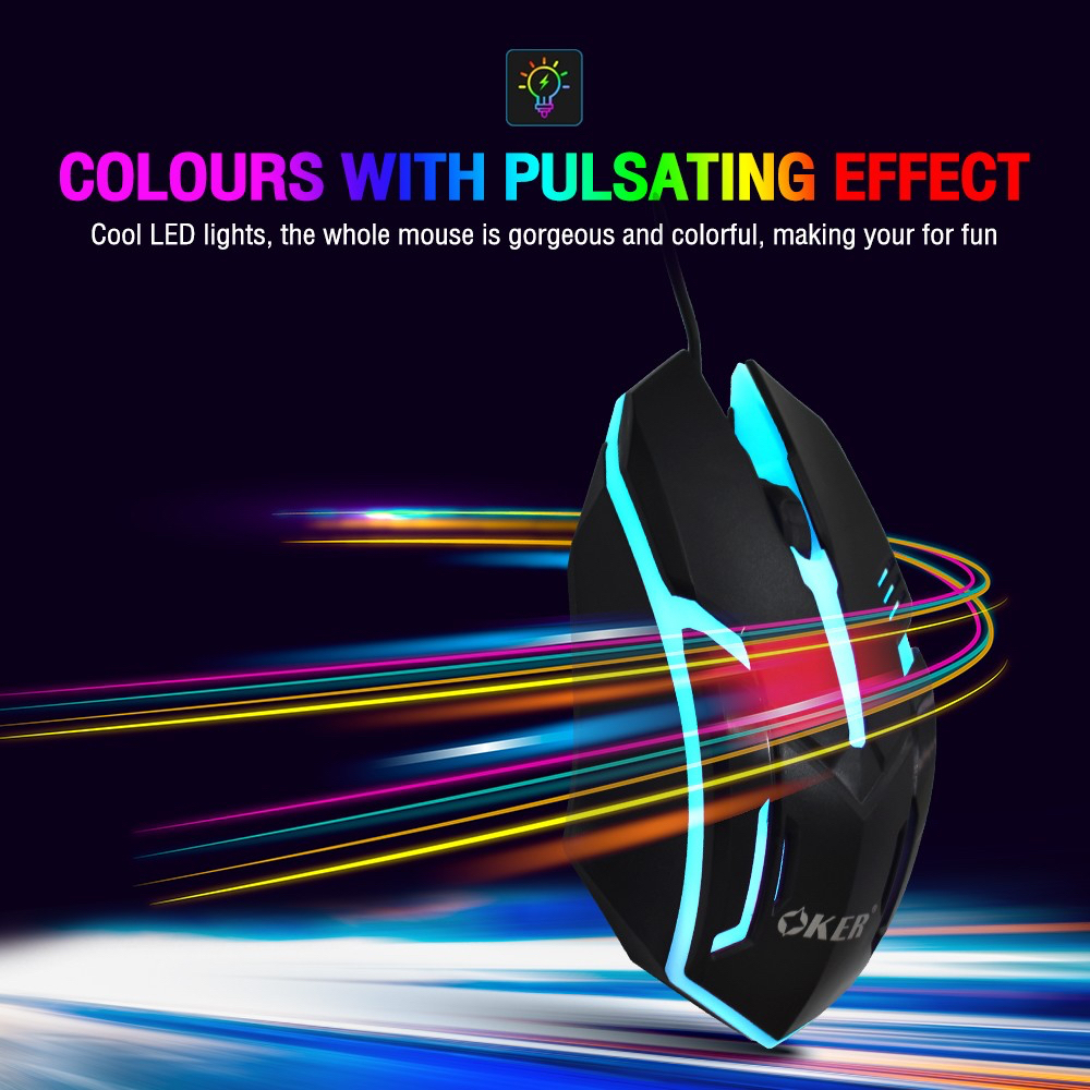 ✅แท้100% OKER OP-167 WIRED LED MOUSE เมาส์ ไฟ LED เรืองแสง เมาส์เกมมิ้ง Gaming #CC 167