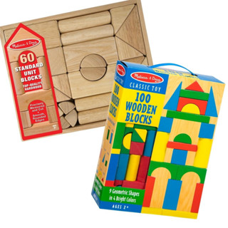 [60-100ชิ้น] บล็อกไม้ทำสี 100 ชิ้น Melissa &amp; Doug 100 Pcs Wood Block Set หลากรุ่น 481/503 รีวิวดีใน Amazon USA ขนาดชิ้น 2-4 นิ้ว อย่างดี ขายโรงเรียนนานาชาติ