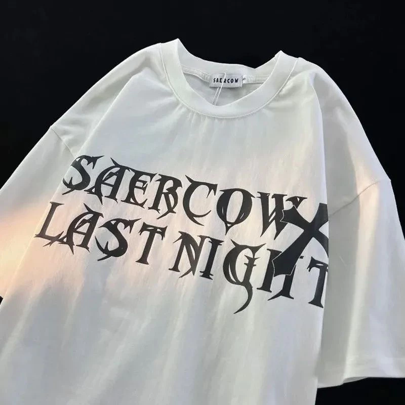 เสื้อยืดลายการ์ตูนไซส์ใหญ่ oversize เสื้อโอเวอร์ไซส์ผู้หญิง เสื้อผ้าแฟชั่นสไตล์เกาหลี สตรีท ฮิปฮอป เสื้อวินเทจ #61611 thumbnail 4