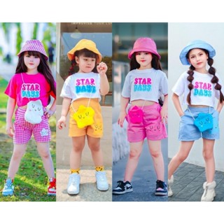 Naa // nan // แฟชั่นเด็ก ชุดเซ็ท Star Day Set เสื้อทรงโอเว่อร์ไซส์ สุดน่ารัก มีหมวกเข้าเซ็ท พร้อมกระเป๋าดาว เก๋ๆ