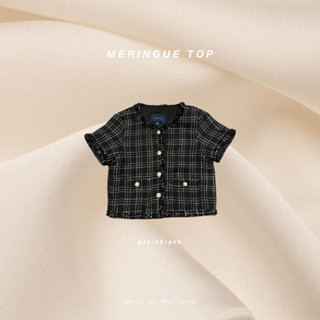 Weftloom Meringue Top เสื้อคอกลมแขนสั้นผ้าทวีต สีดำตาราง plaidblack ***เฉพาะเสื้อ*** กระโปรงกดอีกลิ้งค่ะ