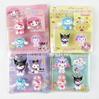 พร้อมส่ง💕เซทพวงกุญแจ ซานริโอ้ 3 ชิ้น/แพ็ค พวงกุญแจตุ๊กตา ลายการ์ตูน Sanrio Kuromi ชินนาม่อน มายเม คิตตี้ | Bluerubystore