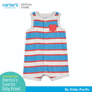 CARTERS SUR BLUE-ORANGE STRIPE คาร์เตอร์ชุดหมีขาสั้นเด็กผู้ชาย ลายทางสีน้ำเงิน L10