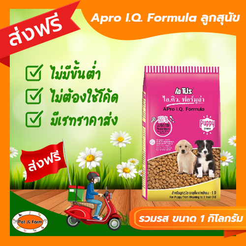 อาหารสุนัขเอโปร ไอ.คิว  Apro I.Q. Formula รวมรส (ขนาด 1 กก.) สำหรับลูกหมา [ส่งฟรีไม่ต้องใช้โค้ด!!]
