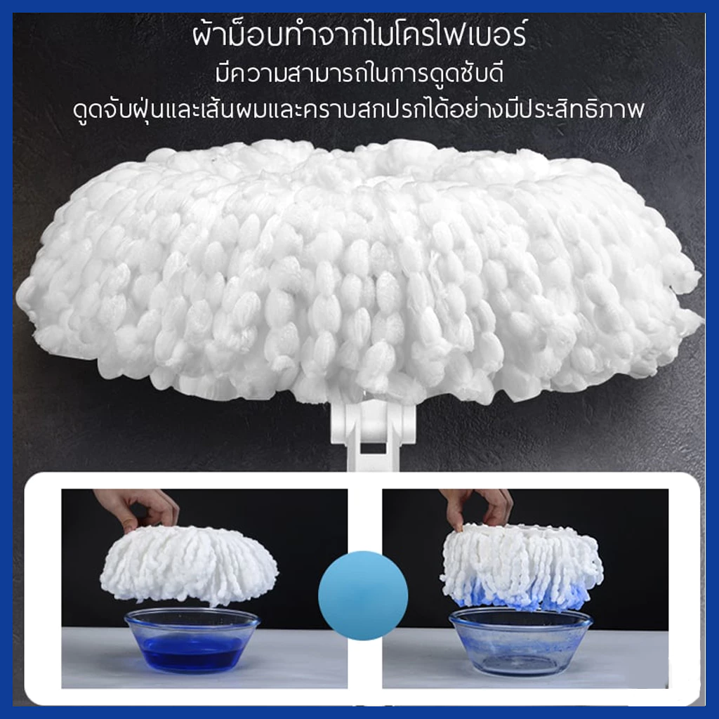 LIVITS ไม้ถูพื้น ไม้ม็อบ ด้ามสแตนเลส พร้อมผ้าไมโครไฟเบอร์ 1 ผืน Spin Mop ใช้ได้กับถังน้ำและถังปั่น thumbnail 7