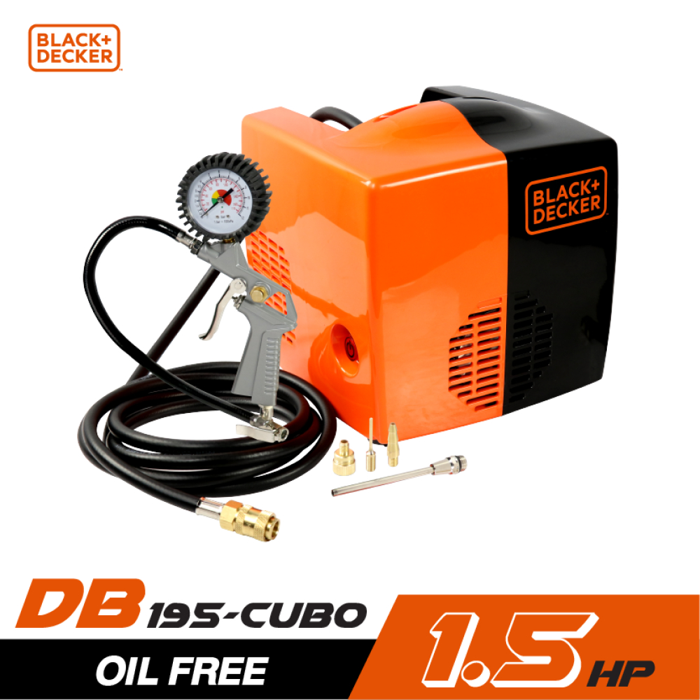 [รับประกัน 2 ปี] BLACK&DECKER BD195-CUBO ปั๊มลม Oil free 1.5HP