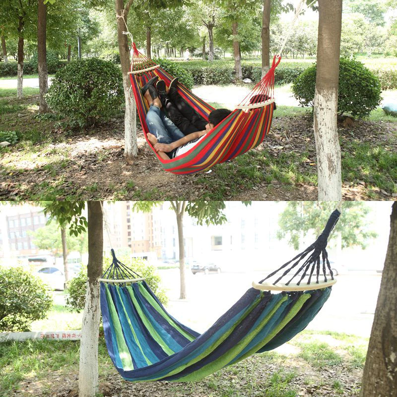 เปลญวนผ้าใบพกพา 240x80cm รับน้ำหนัก 150kg แถมกระเป๋าและเชือก thumbnail 3
