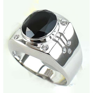 แหวนเงินแท้  925  พลอยนิล Black Spinel  น้ำหนัก  4.59  กะรัต  สวยมากค่ะ