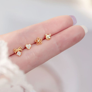 120-littlegirl gifts-Mini stud earrings ต่างหูเงิน s925 ชุบทอง 4 แบบ 4 ขนาด