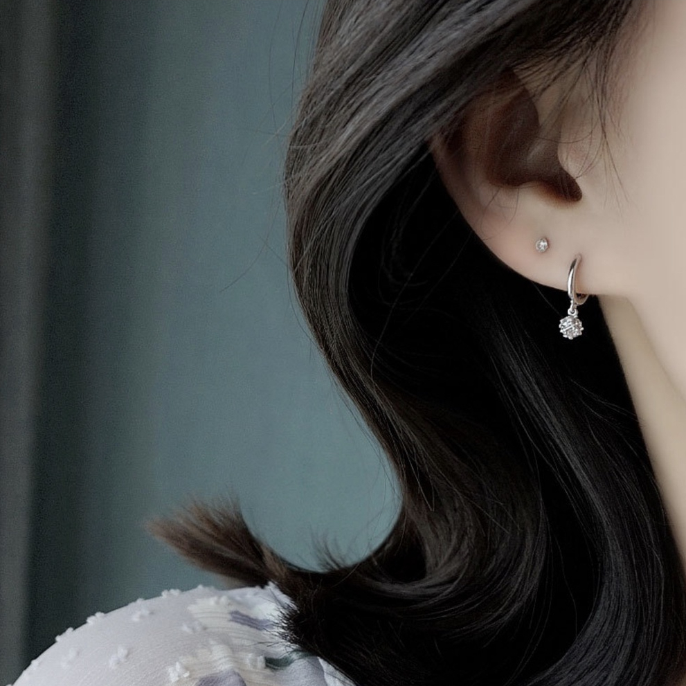 183-littlegirl gifts- Sparkling ball earrings s925 ราคา ถูกที่สุด ดีลบีเคเค แกลเลอรีภาพที่ 9