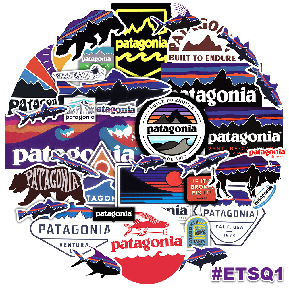 ชุดสติ๊กเกอร์ลาย Patagonia แผ่นใหญ่ 36 ชิ้น สติ๊กเกอร์ PVC กันน้ำ ลายแคมป์ปิ้ง ตกปลา ติดกล่อง ถังน้ำ
