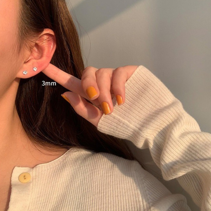 138-littlegirl gifts- Diamond earrings bone screw Piercing  จิวหู(ราคาต่อชิ้น) - รูปที่ 3