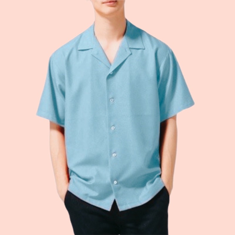 เสื้อเชิ้ตแขนสั้นสีฟ้า bp สไตล์KOREA  ผ้าดีใส่สบายระบายเหงื่อได้ดีมาก ไซส์M-6XL