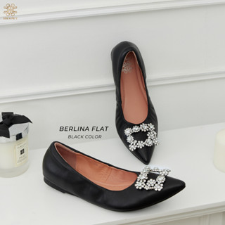 รองเท้าหนังแกะแท้รุ่น Berlina Flat Black color (สีดำ)