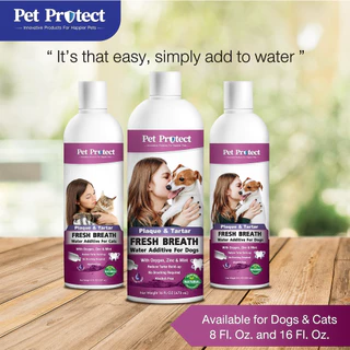 Pet Protect Plaque & Tartar Water Additive น้ำยาดับกลิ่นปาก ใช้ผสมน้ำดื่ม สูตรกำจัดคราบหินปูน ลดกลิ่นปาก