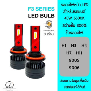 F3 Series LED Blub หลอดไฟหน้ารถยนต์ LED 45W 6500K แสงขาวนวล สว่างขึ้น +300% ติดตั้งง่าย ขั้วหลอดไฟมากมายหลากหลายรุ่น