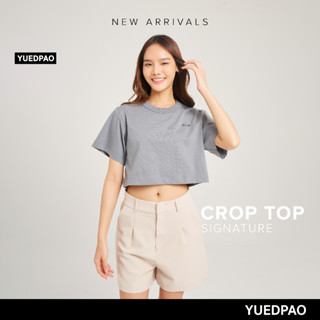 Yuedpao No.1 เสื้อยืดSignature Crop Summer ผ้าหนาทรงสวย ยับยากรีดง่าย รับประกันไม่ย้วย 2 ปี เสื้อครอป สี  Air force