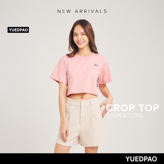 Yuedpao No.1 เสื้อยืดSignature Crop Summer ผ้าหนาทรงสวย ยับยากรีดง่าย รับประกันไม่ย้วย 2 ปี เสื้อครอป สี  Rose