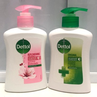 สบู่เหลวล้างมือ DETTOL 225 กรัม มี 2 สูตร สีเขียว สูตรแอนตี้แบคทีเรีย และ สีชมพู รีพรีนิชชิ่ง ชนิดหัวปั