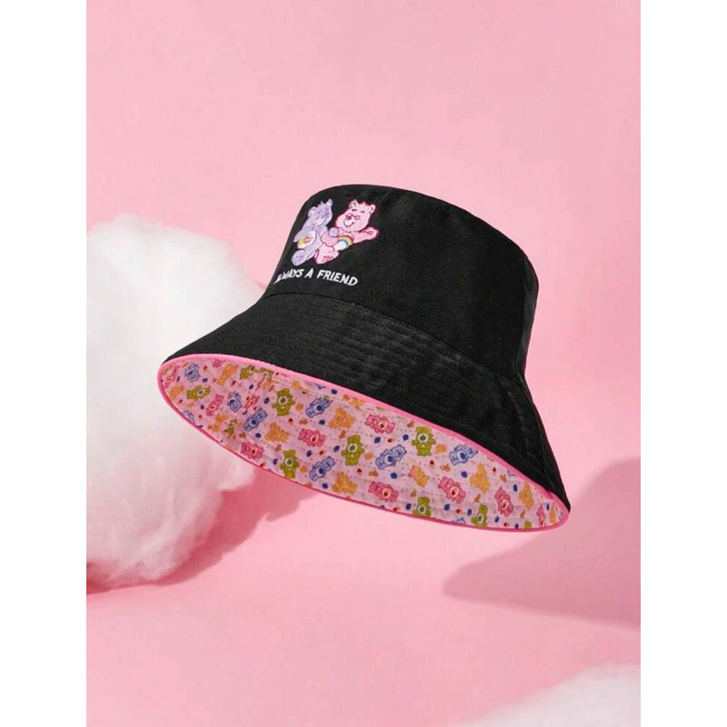 สินค้าใหม่❤️ พร้อมส่ง  หมวก Bucket hat รุ่นใส่ได้ 2 ด้าน Care Bears แคร์แบร์ของแท้พร้อมป้ายห้อย สีดำ น่ารักมากๆ