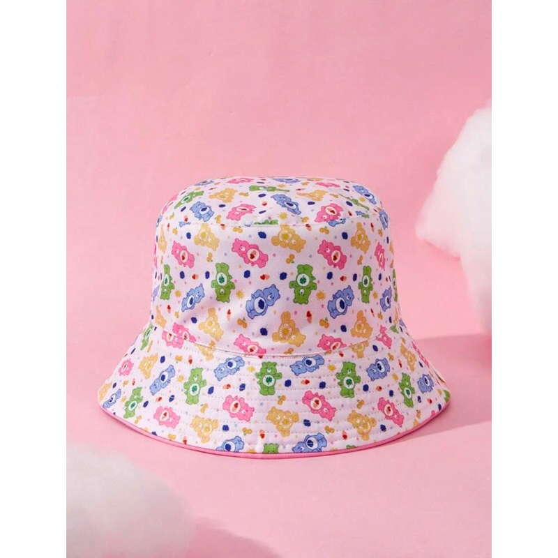 สินค้าใหม่❤️ พร้อมส่ง  หมวก Bucket hat รุ่นใส่ได้ 2 ด้าน Care Bears แคร์แบร์ของแท้พร้อมป้ายห้อย สีดำ น่ารักมากๆ
