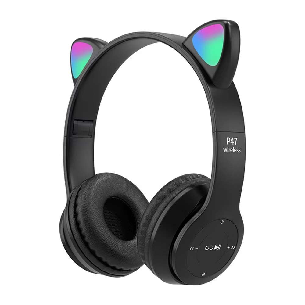 รุ่น P47M หูฟังมาใหม่ ไฟLed เป็นหูแมวบลูทู ธ 5.0 หูฟังแมวสนับสนุน Tf การ์ด
