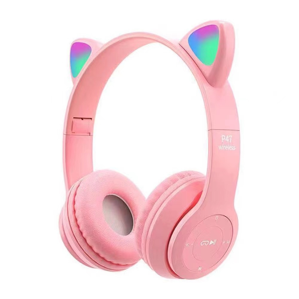 รุ่น P47M หูฟังมาใหม่ ไฟLed เป็นหูแมวบลูทู ธ 5.0 หูฟังแมวสนับสนุน Tf การ์ด