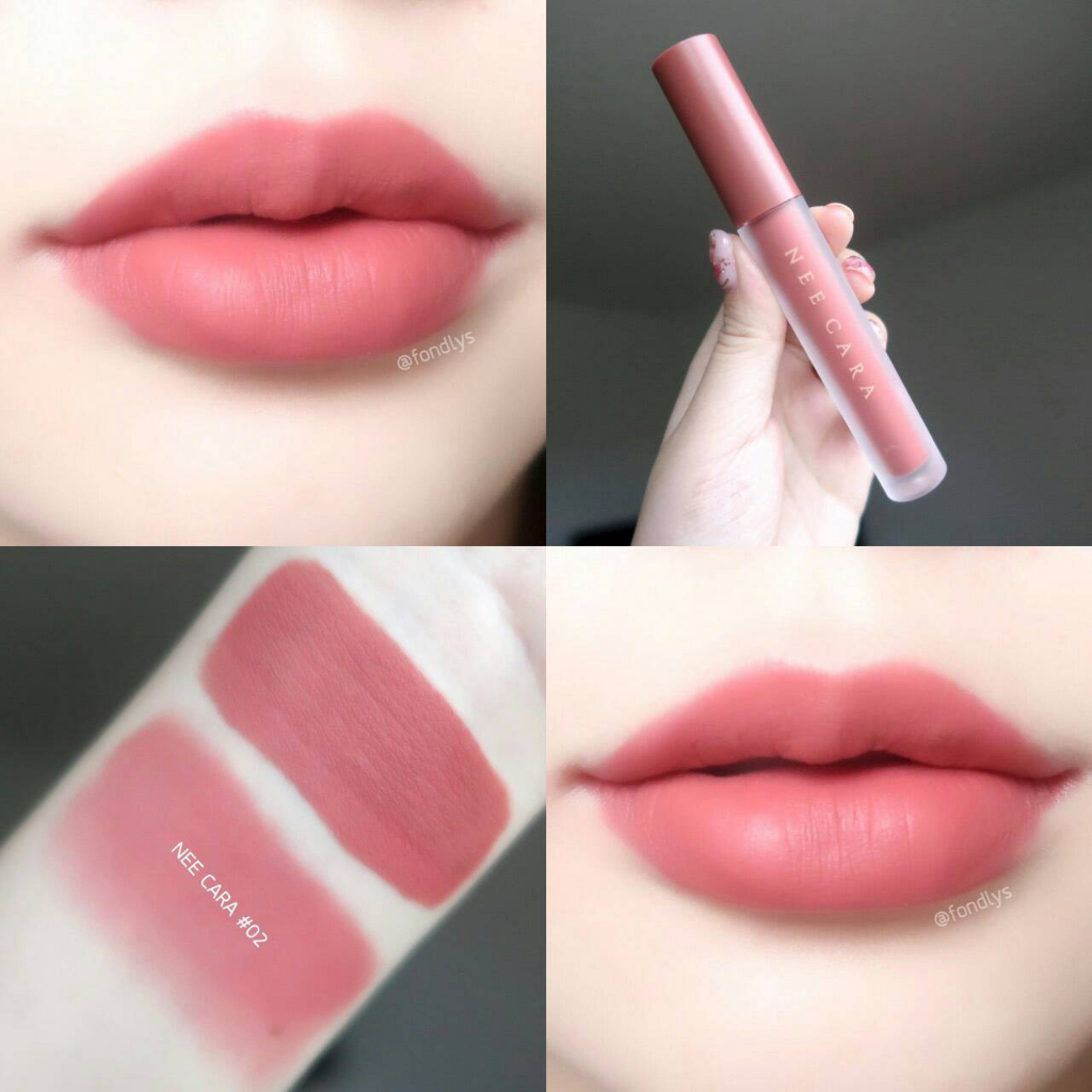 ลิป นีคาร่า NEE CARA 1961-02  ลิปเวลเวทแมท นีคาร่าลิปเนื้อแมทกำมะหยี่ เบอร์ 02 สีชมพู PINK STRAWBERRY
